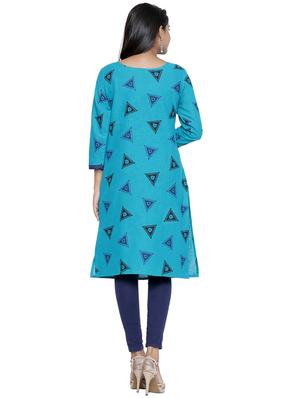 priinted straight kurta - 16450584 - Standard Image - 3