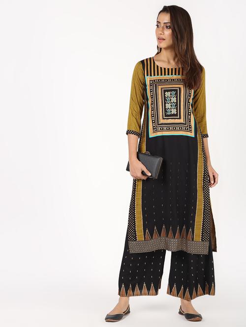 printed kurta with palazzo set - 16450814 - Standard Image - 1
