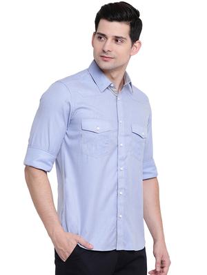 light blue solid casual shirt - 16451256 - Standard Image - 2