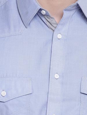 light blue solid casual shirt - 16451256 - Standard Image - 5