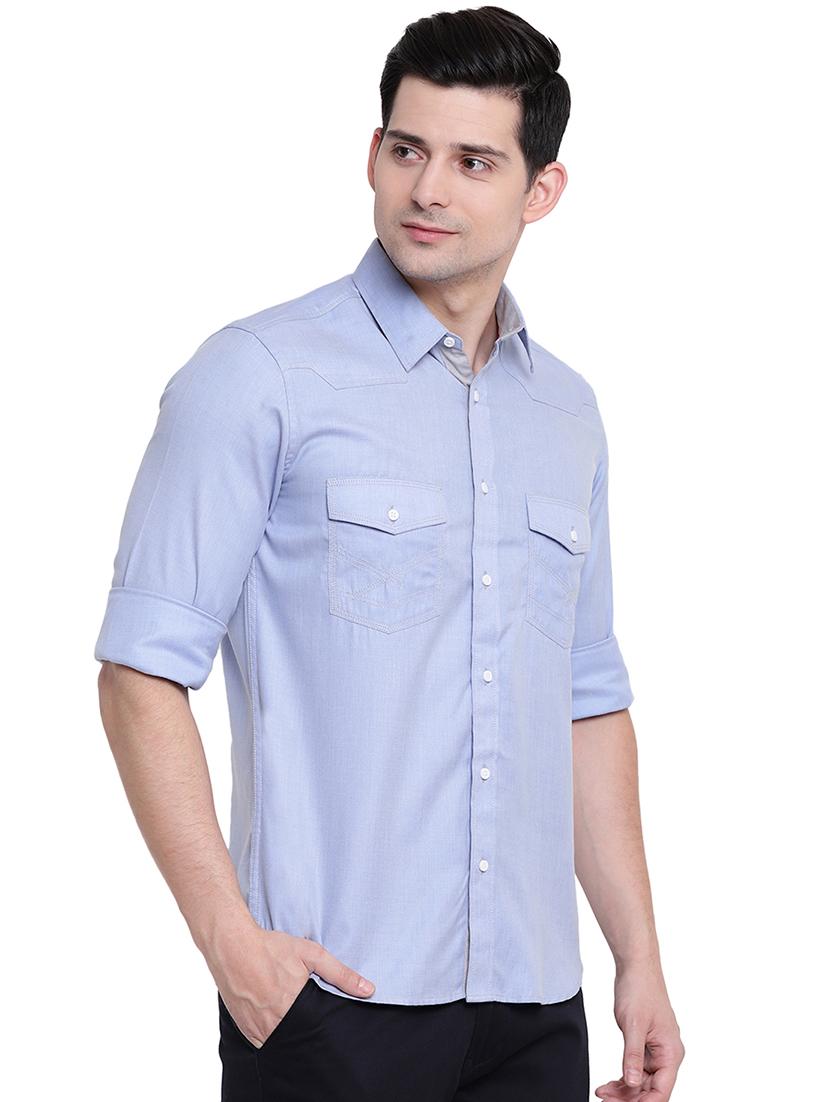 light blue solid casual shirt - 16451256 - Zoom Image - 2
