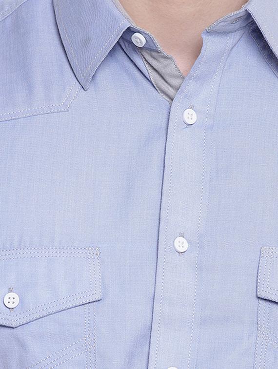 light blue solid casual shirt - 16451256 - Zoom Image - 5