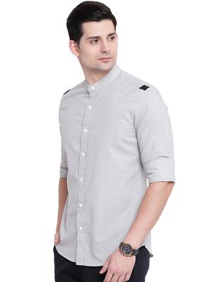 grey self design casual shirt - 16451261 - Standard Image - 2