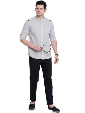 grey self design casual shirt - 16451261 - Standard Image - 4