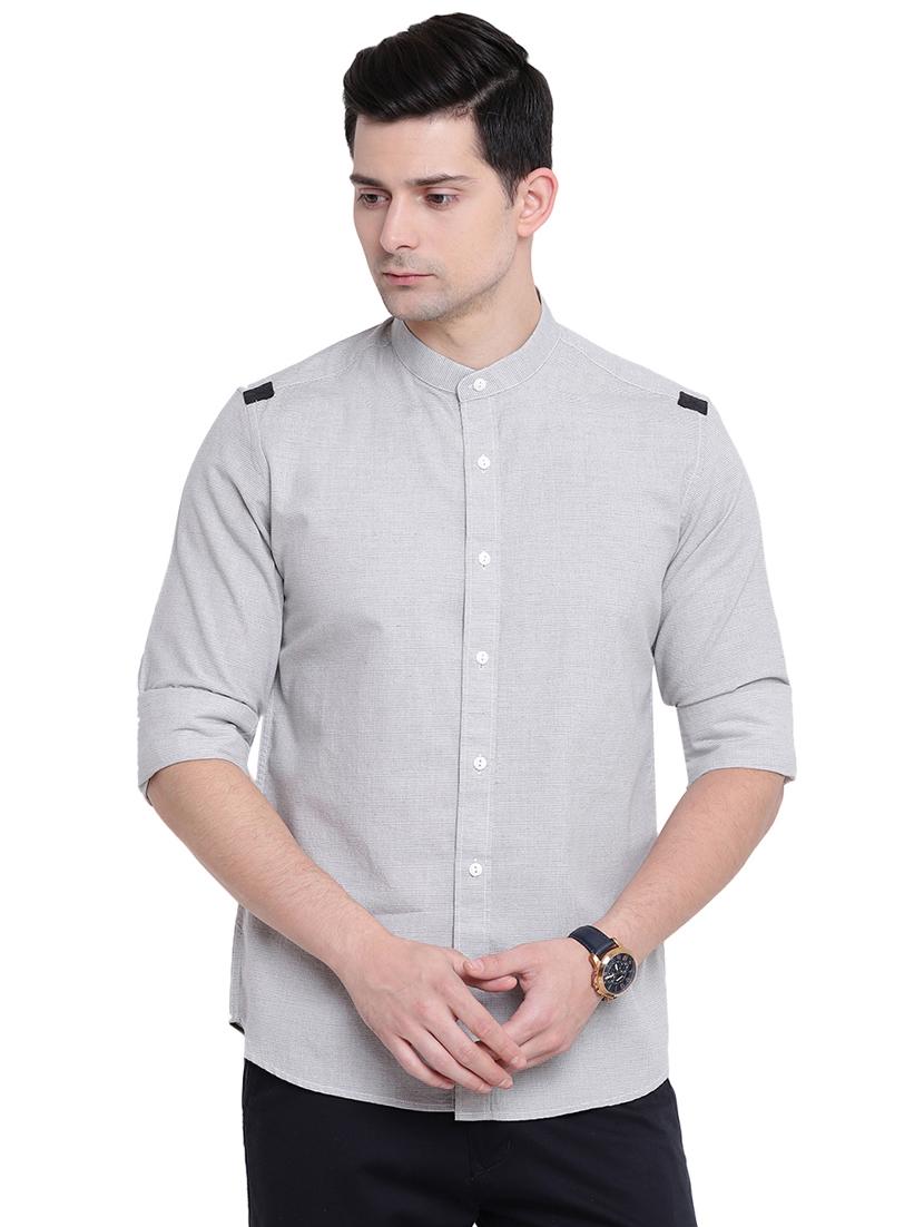 grey self design casual shirt - 16451261 - Zoom Image - 1