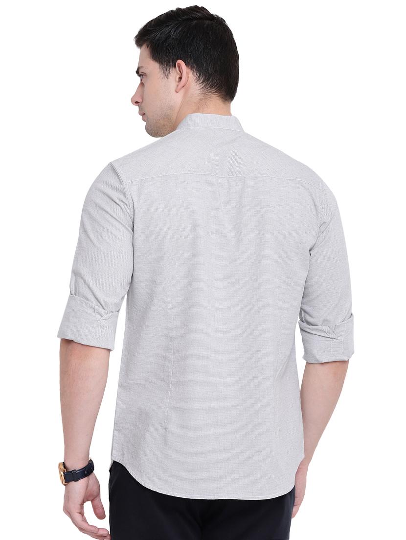 grey self design casual shirt - 16451261 - Zoom Image - 3