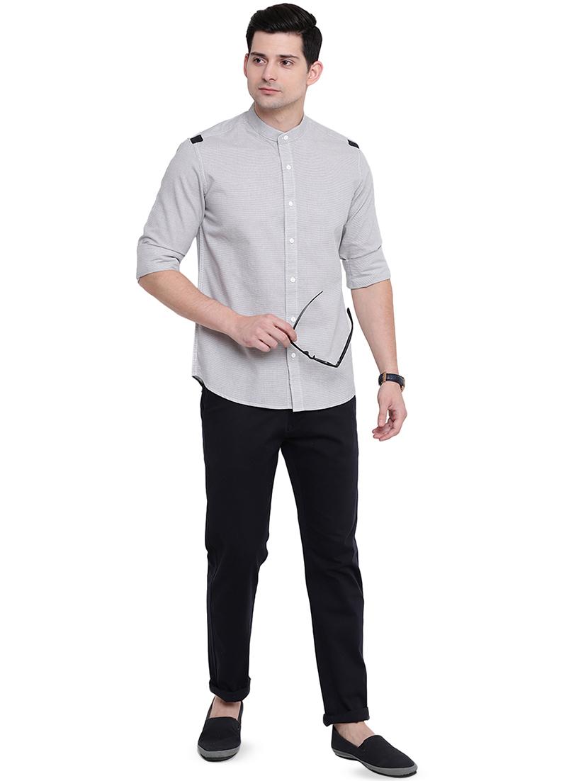 grey self design casual shirt - 16451261 - Zoom Image - 4