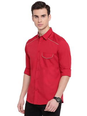 red solid casual shirt - 16451280 - Standard Image - 2