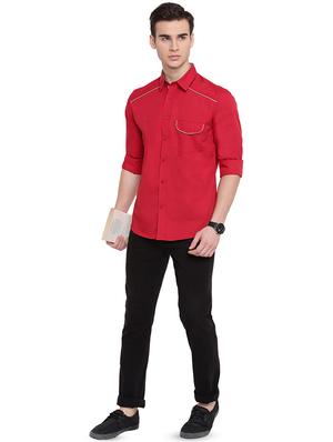 red solid casual shirt - 16451280 - Standard Image - 4