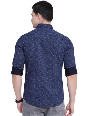 dark blue printed casual shirt - 16451282 - Standard Image - 3