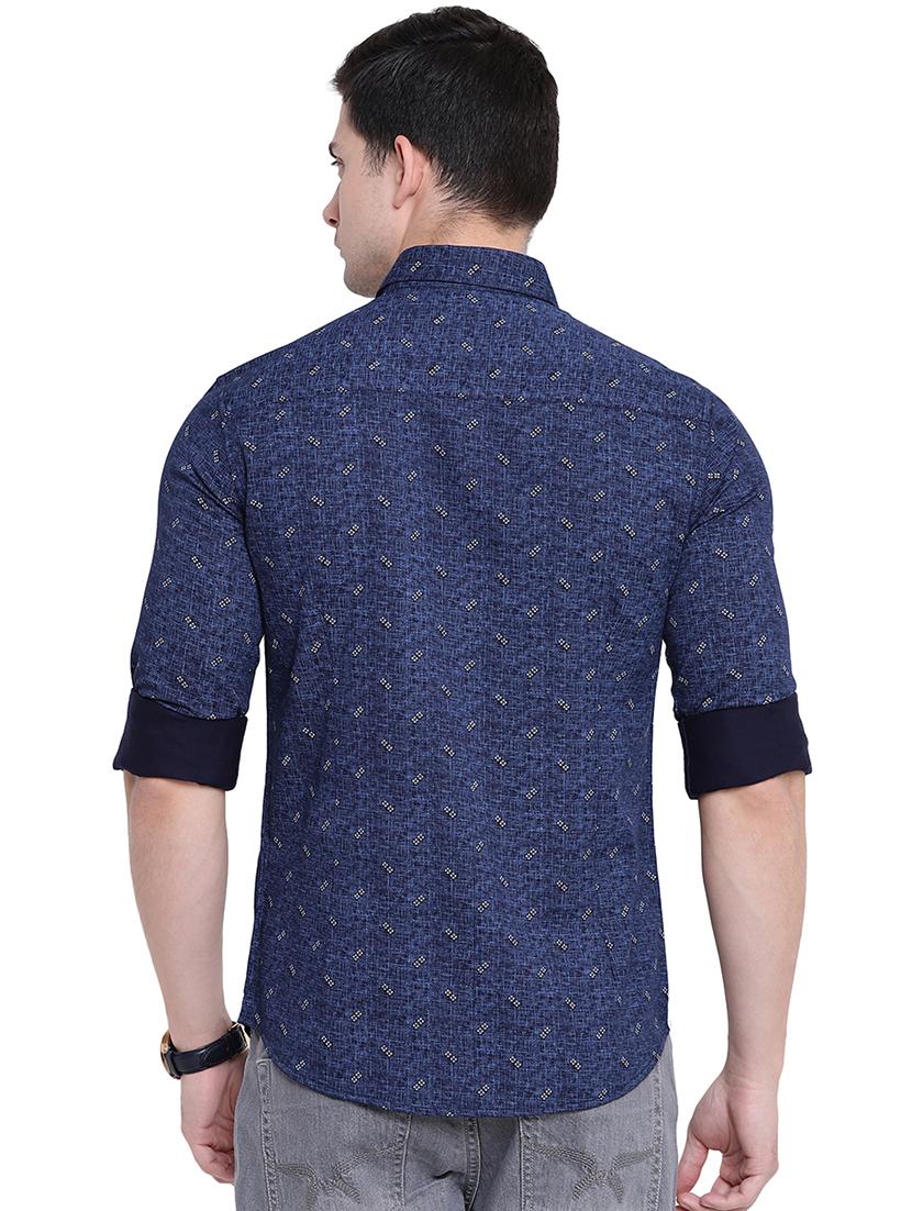 dark blue printed casual shirt - 16451282 - Zoom Image - 3