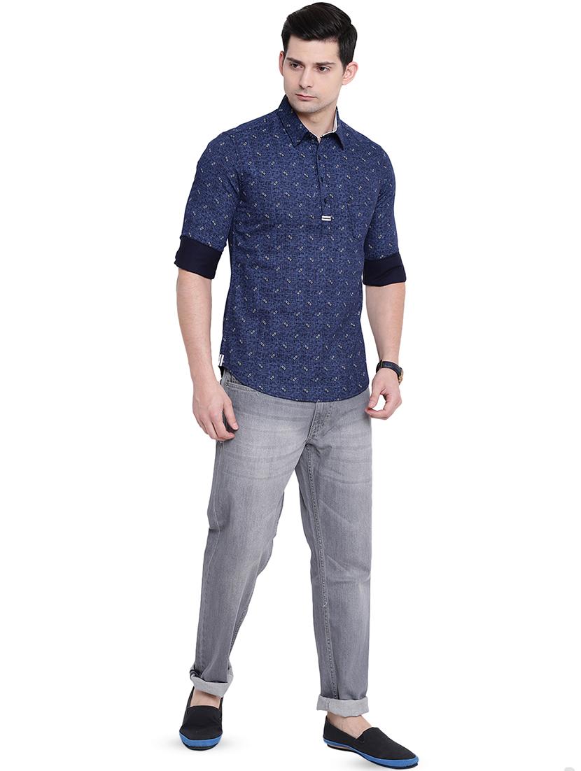 dark blue printed casual shirt - 16451282 - Zoom Image - 4