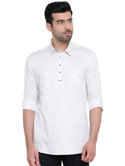 light blue printed short kurta - 16451323 - Standard Image - 1