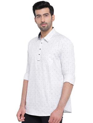 light blue printed short kurta - 16451323 - Standard Image - 2