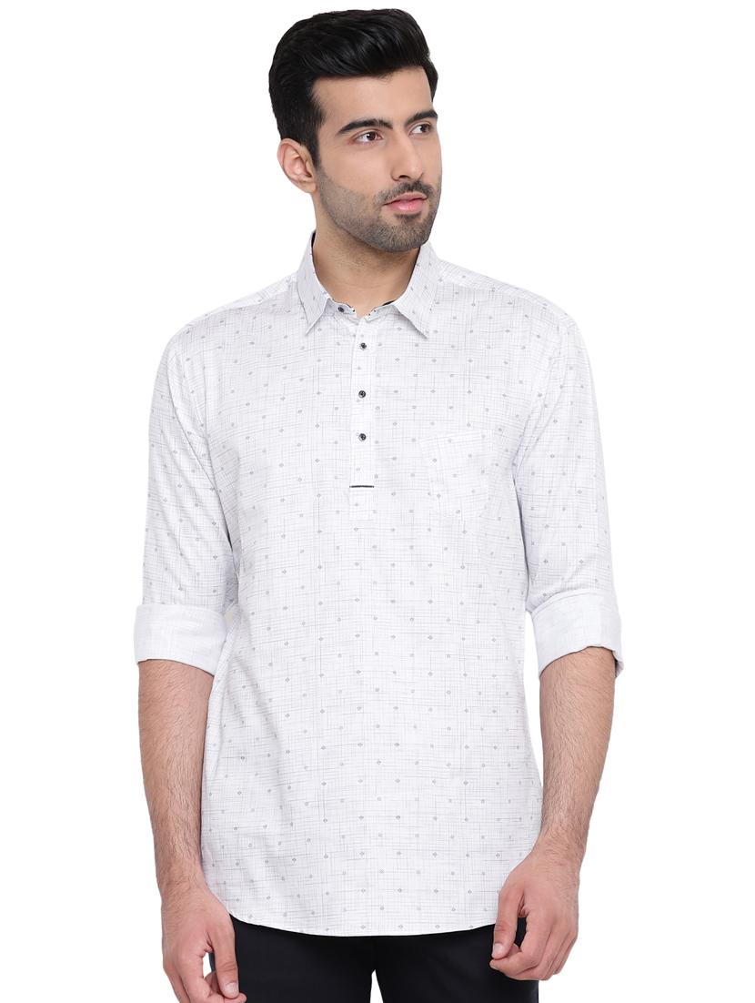 light blue printed short kurta - 16451323 - Zoom Image - 1