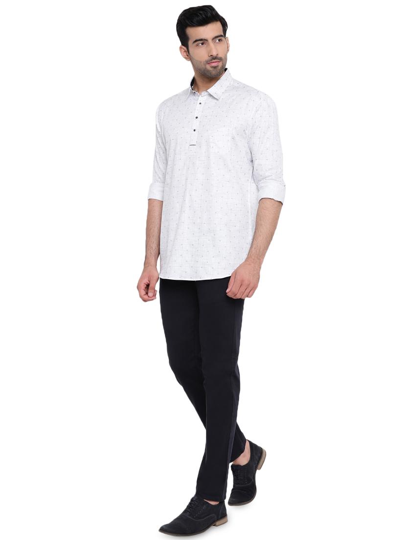 light blue printed short kurta - 16451323 - Zoom Image - 4