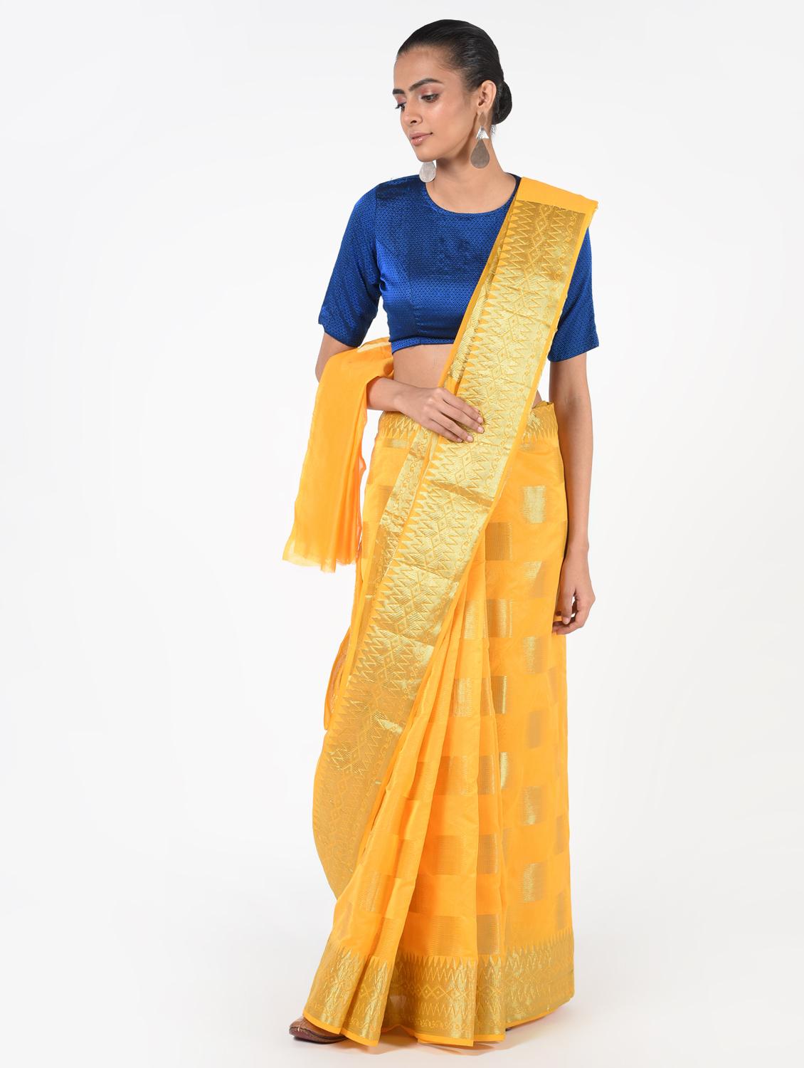 geometrical zari motif banarasi saree with blouse - 16451339 - Zoom Image - 1