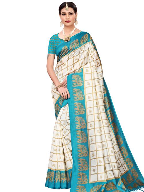 blue art silk mysore saree with blouse - 16451858 - Very Small Image - 1