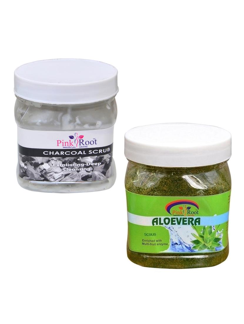 pink root charcoal scrub 500gm with aloevera scrub 500gm - 16451968 - Zoom Image - 1