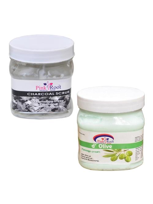 pink root charcoal scrub 500gm with d olive cream 500gm - 16451981 - Standard Image - 1