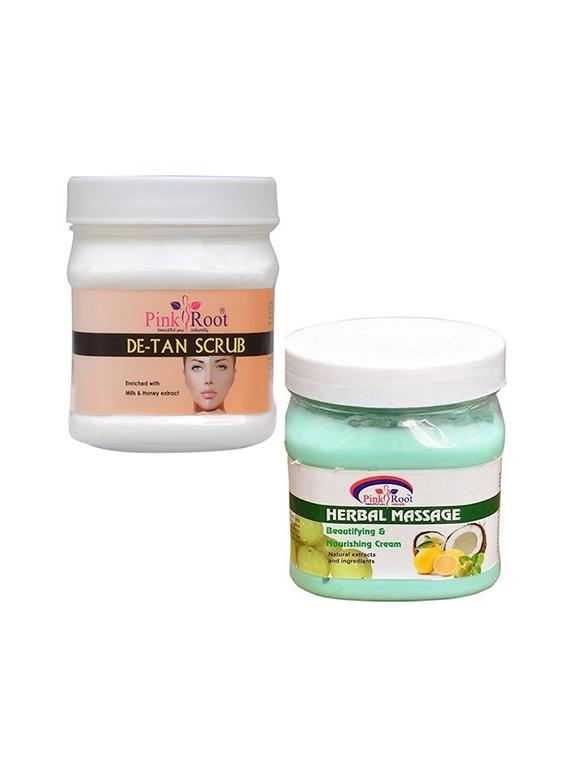 pink root de tan scrub 500gm with herbal cream 500gm - 16452325 - Zoom Image - 1