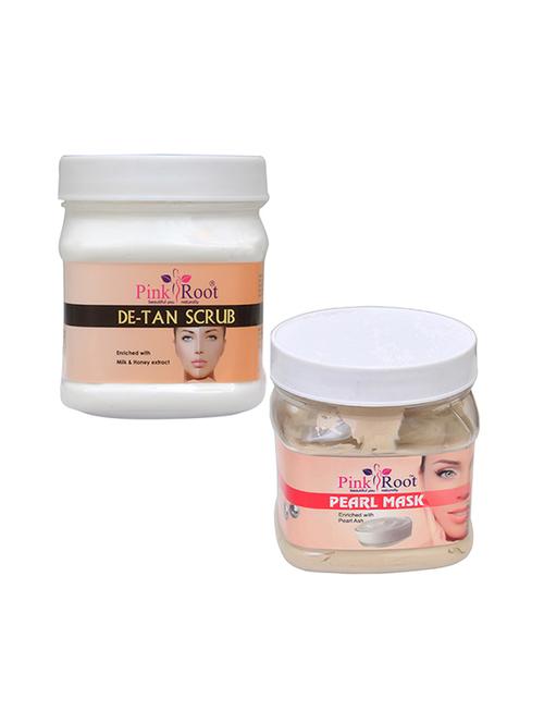 pink root de tan scrub 500gm with pearl mask 500gm - 16452336 - Standard Image - 1