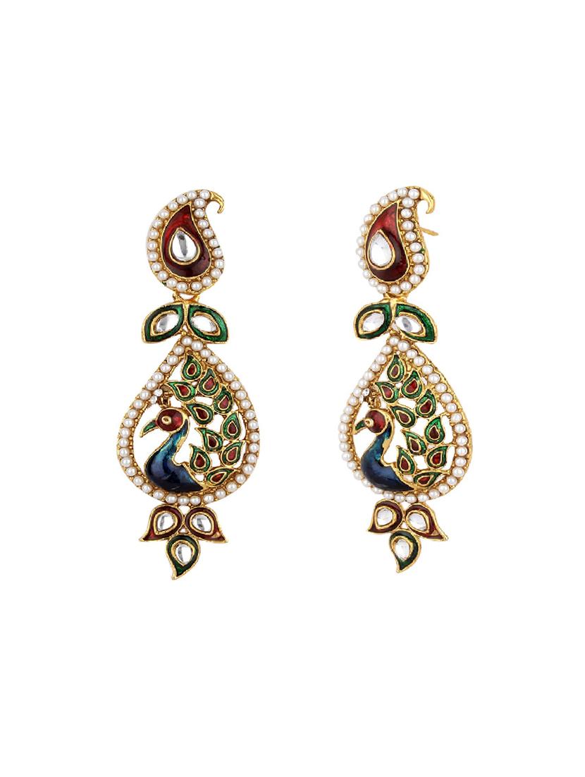 multi colored brass drop earring - 16453850 - Zoom Image - 2