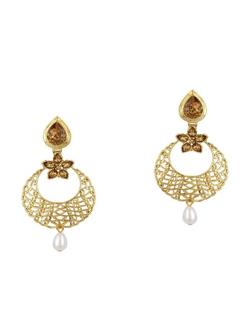 gold brass drop earring - 16453915 - Standard Image - 1