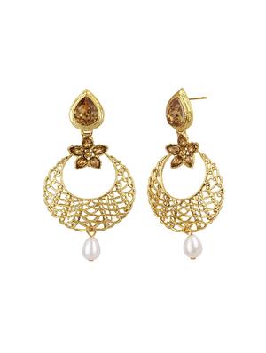 gold brass drop earring - 16453915 - Standard Image - 2