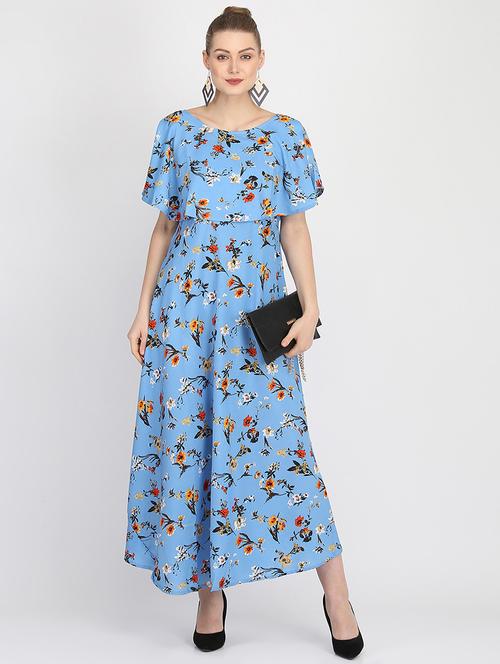 cape sleeved floral a-line dress - 16453985 - Standard Image - 1