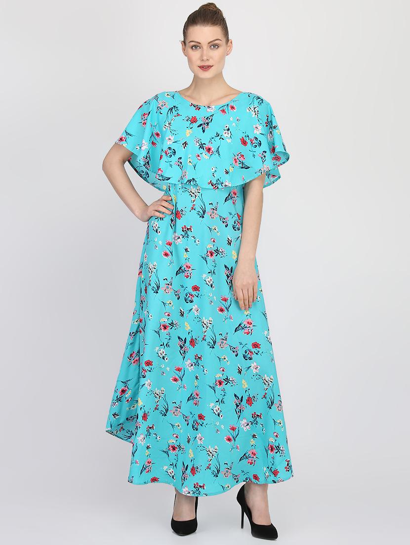 cape sleeved floral a-line dress - 16453988 - Zoom Image - 1