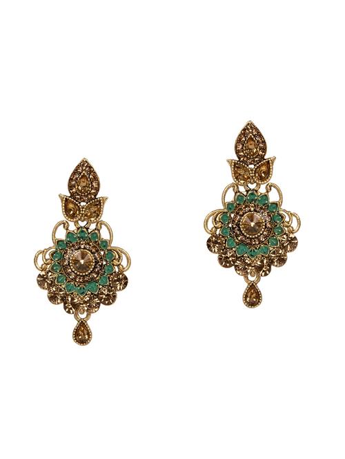 green brass drop earring - 16454030 - Standard Image - 1