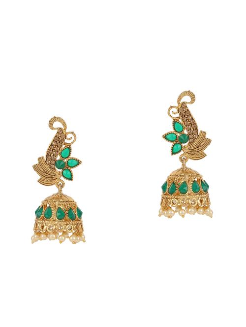 green brass jhumka earring - 16454103 - Standard Image - 1