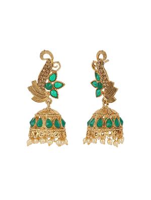 green brass jhumka earring - 16454103 - Standard Image - 2