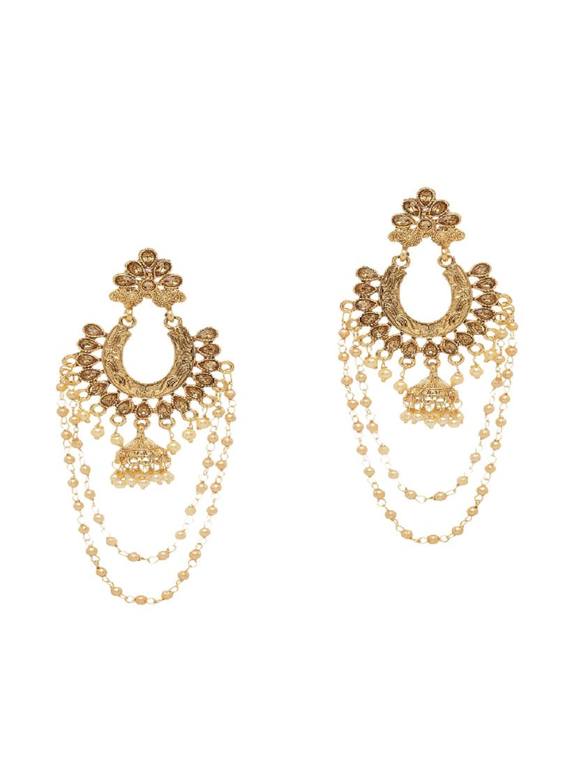 gold brass drop earring - 16454247 - Zoom Image - 1