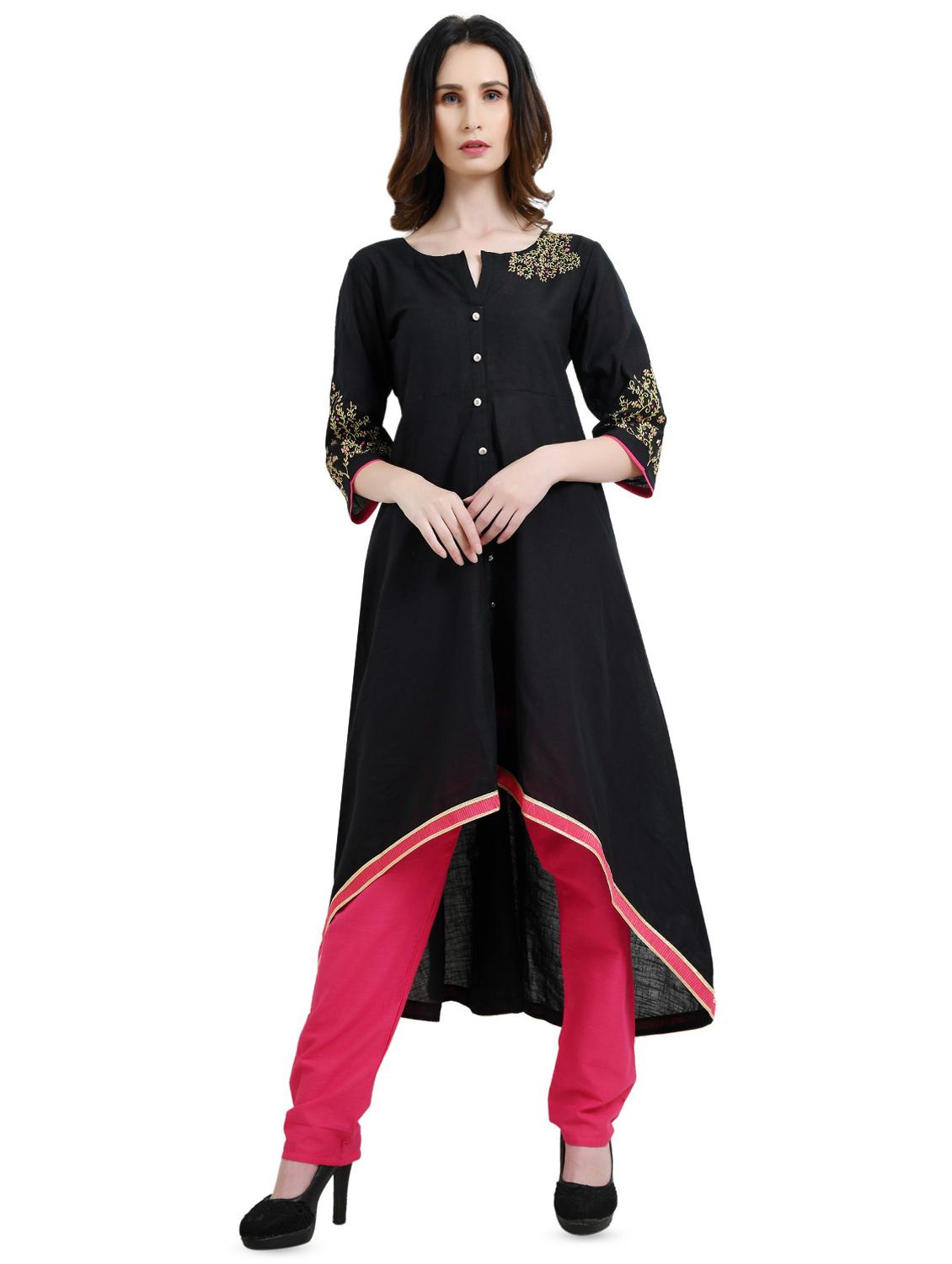 embroidered asymmetric kurta pant set - 16456266 - Zoom Image - 1