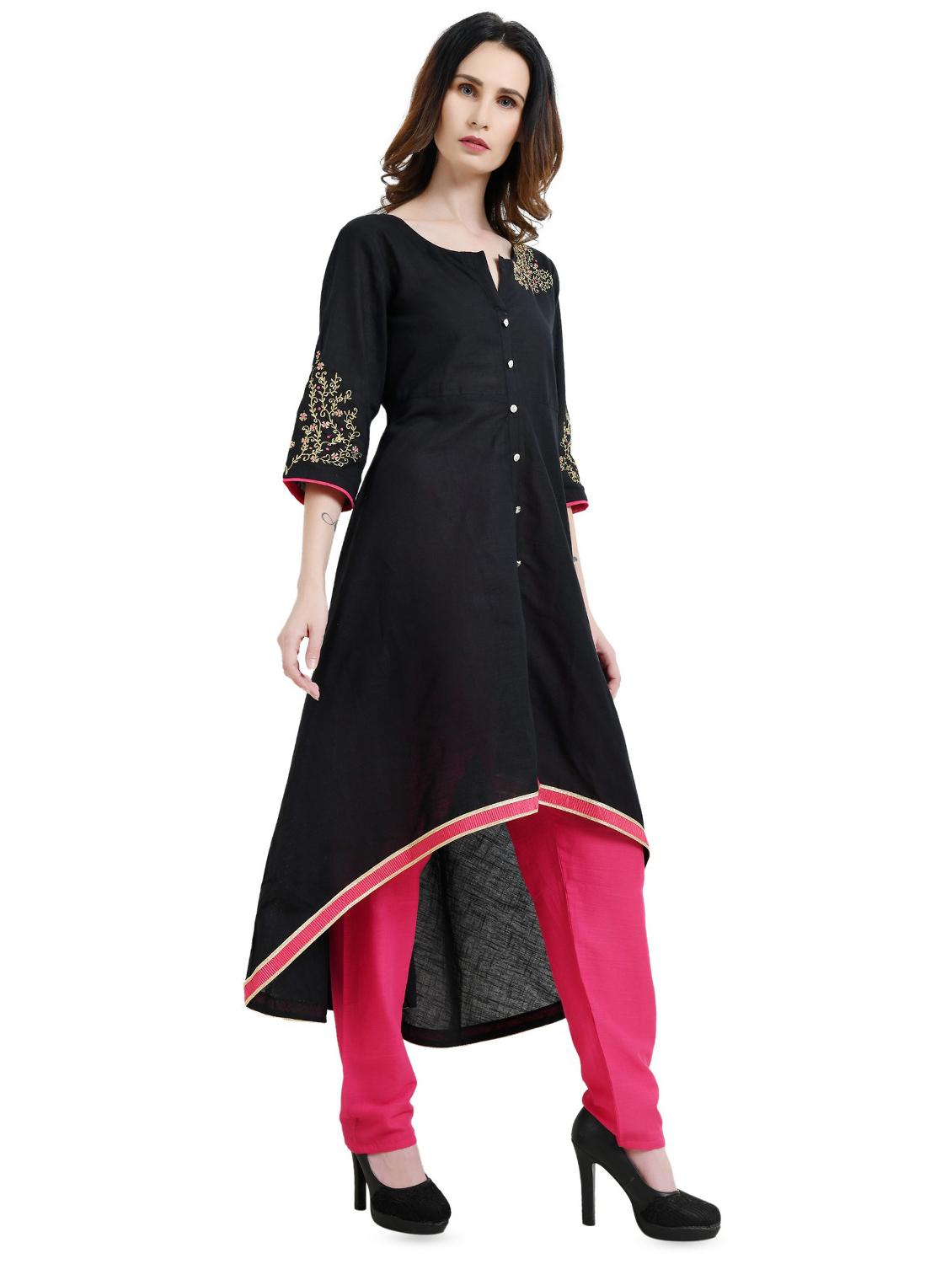 embroidered asymmetric kurta pant set - 16456266 - Zoom Image - 2