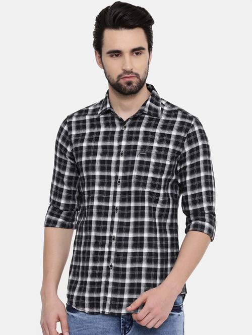 black checkered casual shirt - 16456403 - Standard Image - 1