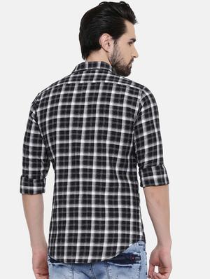 black checkered casual shirt - 16456403 - Standard Image - 3