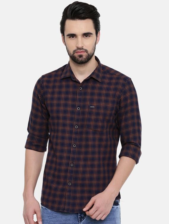 dark blue checkered casual shirt - 16456413 - Zoom Image - 1
