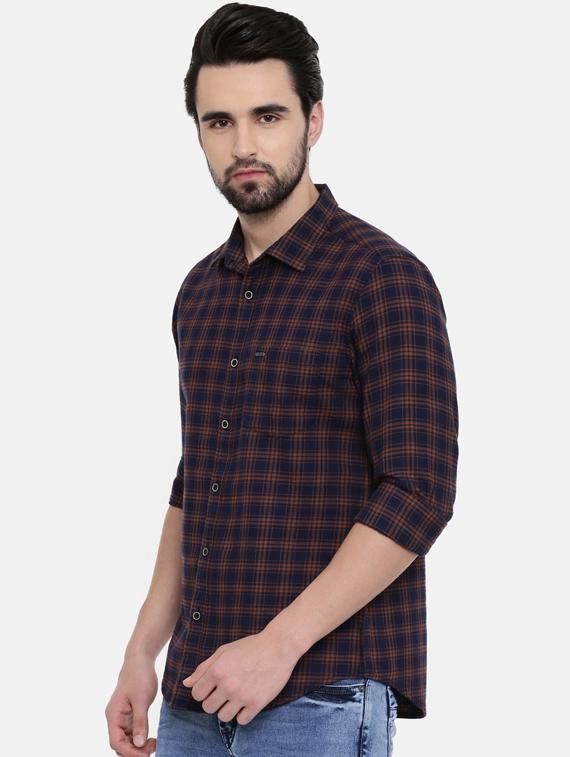 dark blue checkered casual shirt - 16456413 - Zoom Image - 2