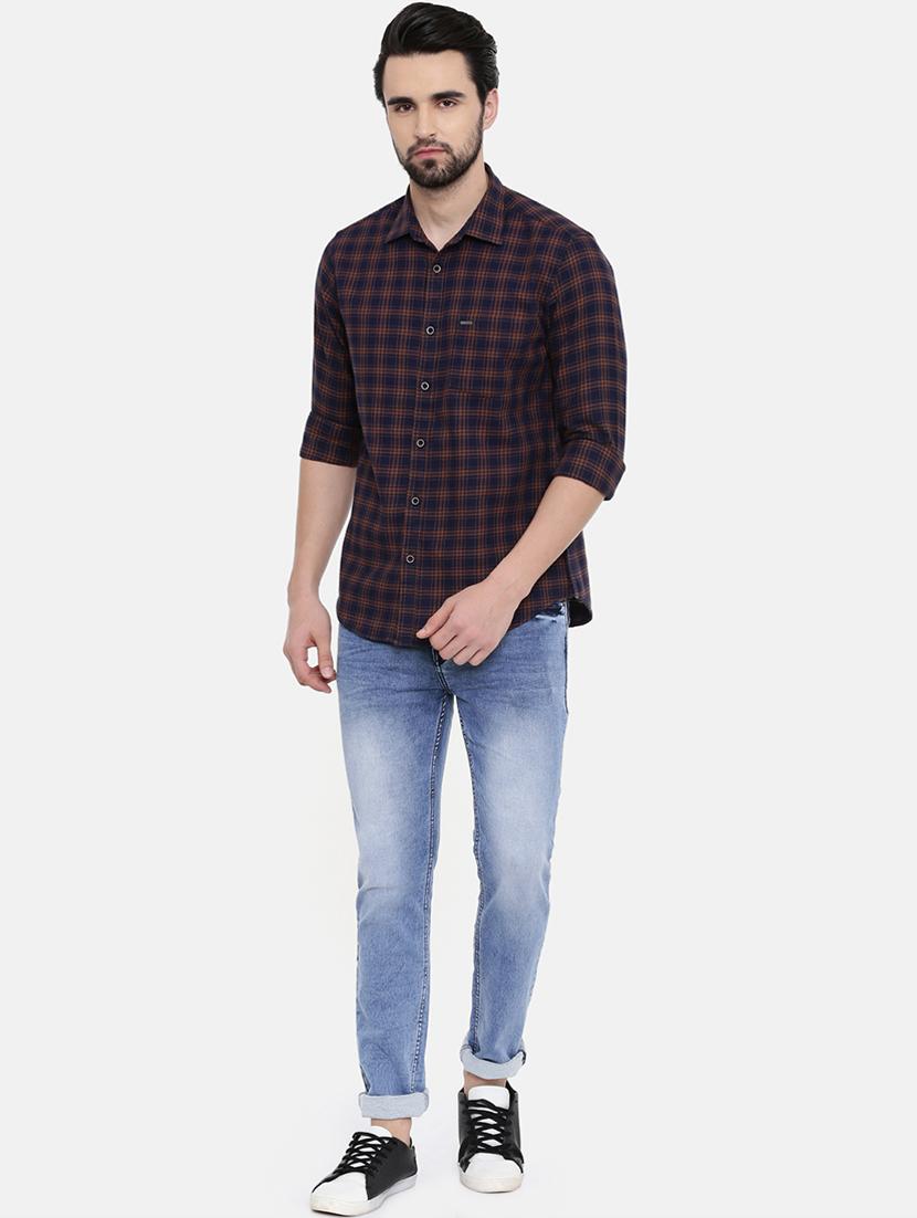 dark blue checkered casual shirt - 16456413 - Zoom Image - 4