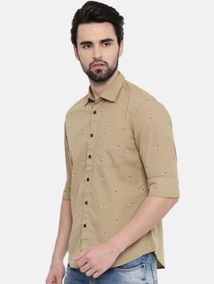 beige printed casual shirt - 16456420 - Standard Image - 2
