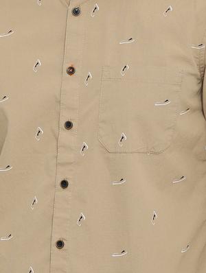 beige printed casual shirt - 16456420 - Standard Image - 5