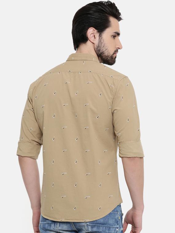 beige printed casual shirt - 16456420 - Zoom Image - 3