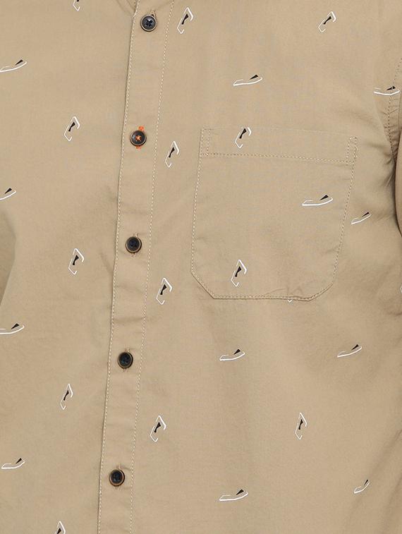beige printed casual shirt - 16456420 - Zoom Image - 5