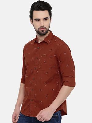 brown printed casual shirt - 16456421 - Standard Image - 2