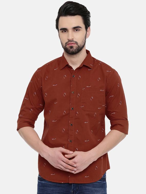 brown printed casual shirt - 16456421 - Zoom Image - 1