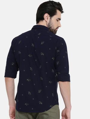 navy blue printed casual shirt - 16456431 - Standard Image - 3