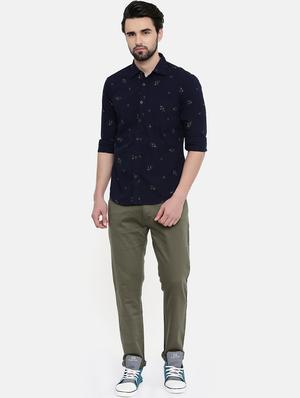 navy blue printed casual shirt - 16456431 - Standard Image - 4